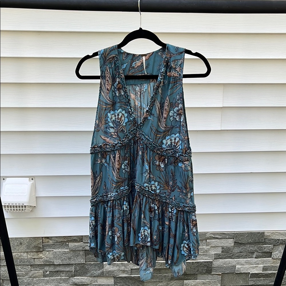 Free People Green Mini Sundress Sleeveless Casual